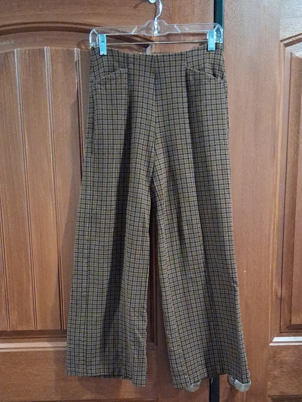 Old Navy Brown Plaid Wide-Leg Dress Pants